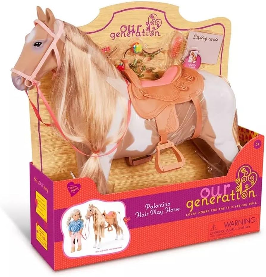 Our generation palomino hair doll horse playset 20 inch toy horse for fashion dolls with stable