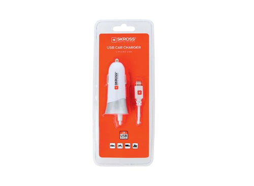 Lot 54. Skross USB car charger and micro USB in white. New sealed